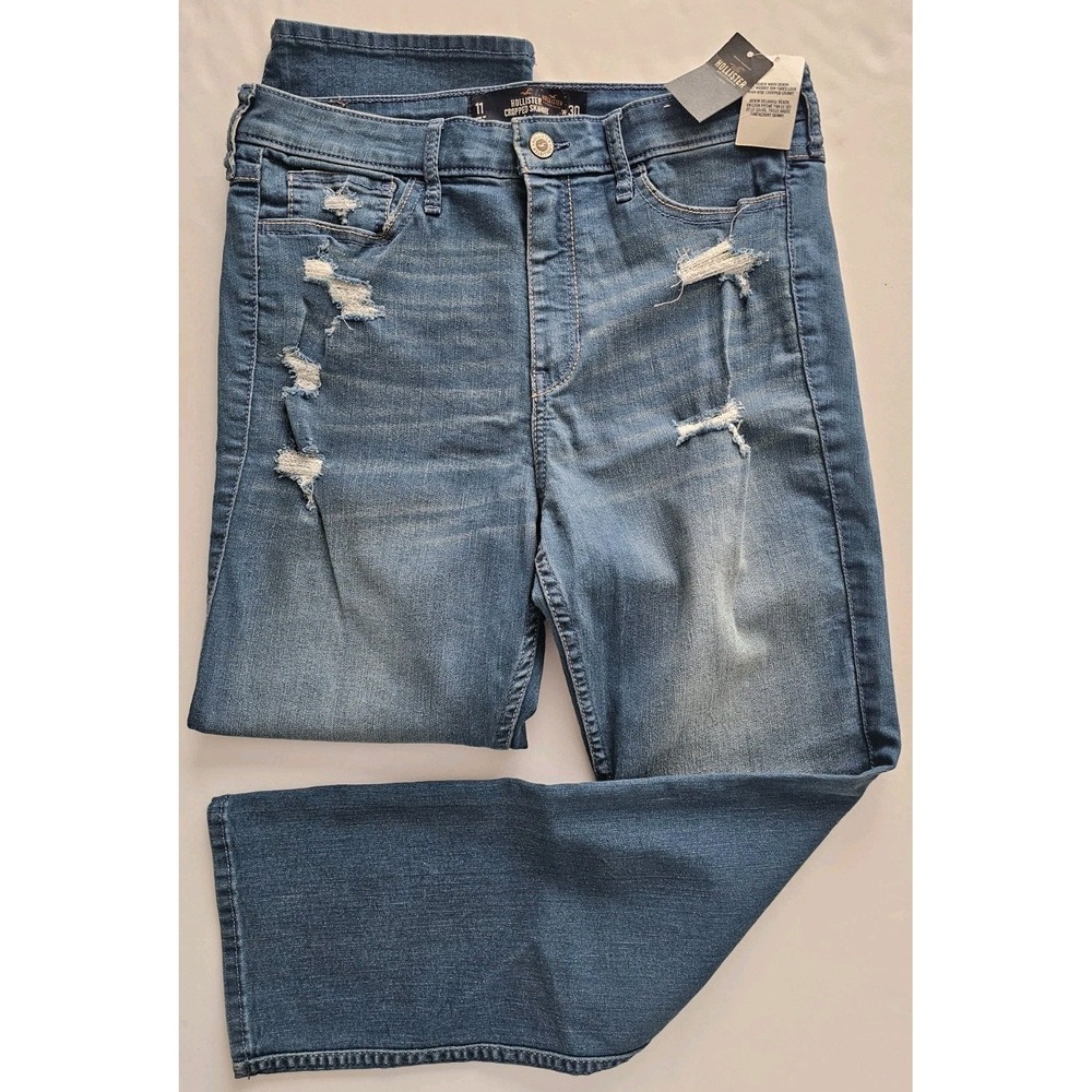 NWT Hollister High Rise Crop Skinny Jeans Women's Size 11/W30 Distressed New